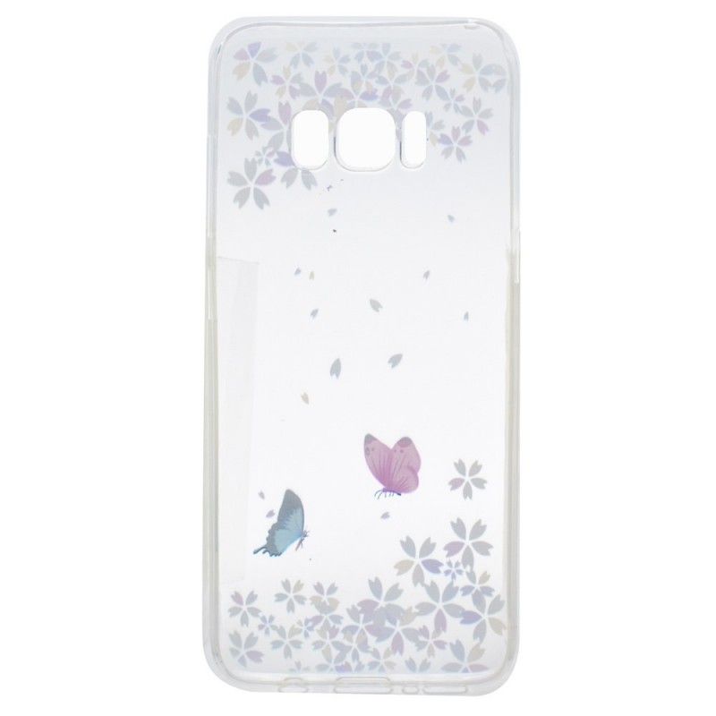 Coque Samsung Galaxy S8 Transparente Papillons Et Fleurs