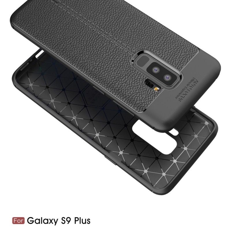 Coque Samsung Galaxy S9 Plus Effet Cuir Litchi Double Line