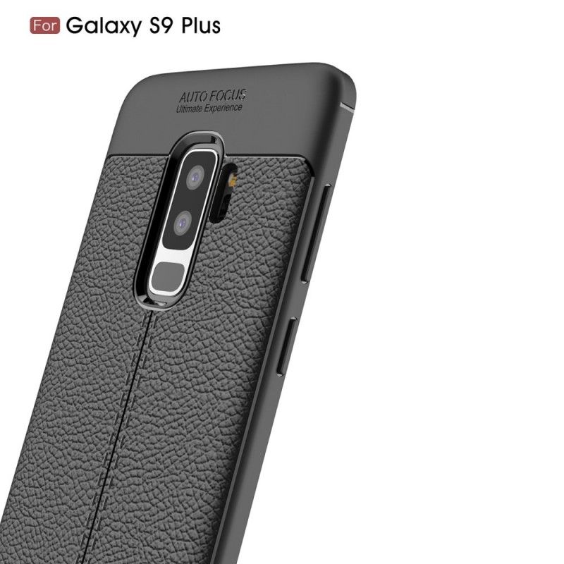 Coque Samsung Galaxy S9 Plus Effet Cuir Litchi Double Line