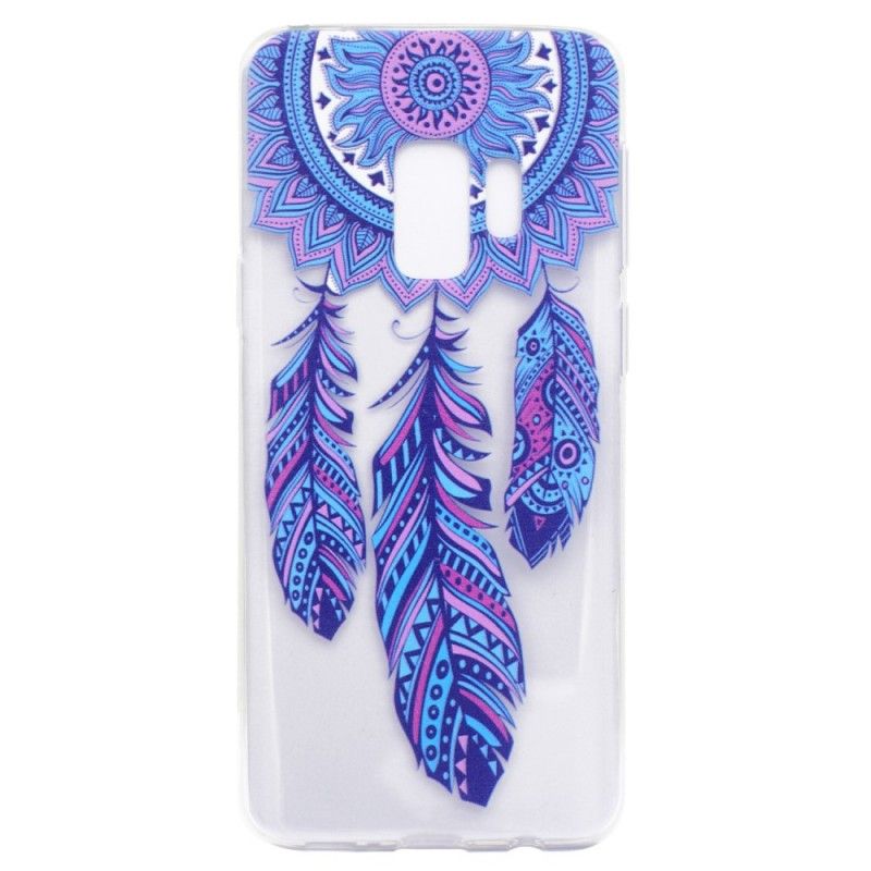 Coque Samsung Galaxy S9 Plus Transparente Attrape Rêves Plumes Bleues