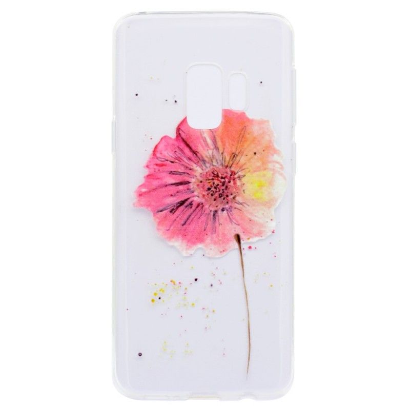 Coque Samsung Galaxy S9 Plus Transparente Coquelicot Aquarelle