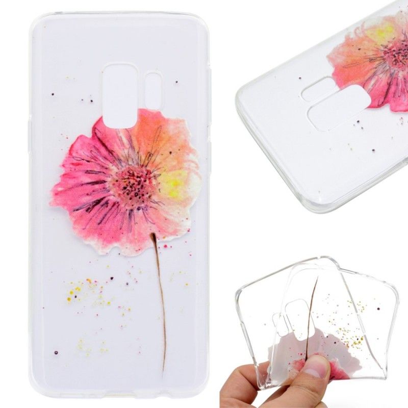 Coque Samsung Galaxy S9 Plus Transparente Coquelicot Aquarelle