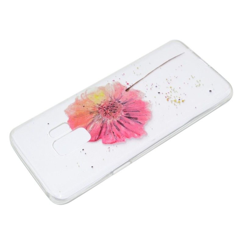 Coque Samsung Galaxy S9 Plus Transparente Coquelicot Aquarelle