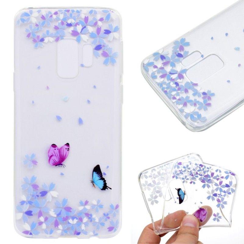 Coque Samsung Galaxy S9 Transparente Papillons Et Fleurs