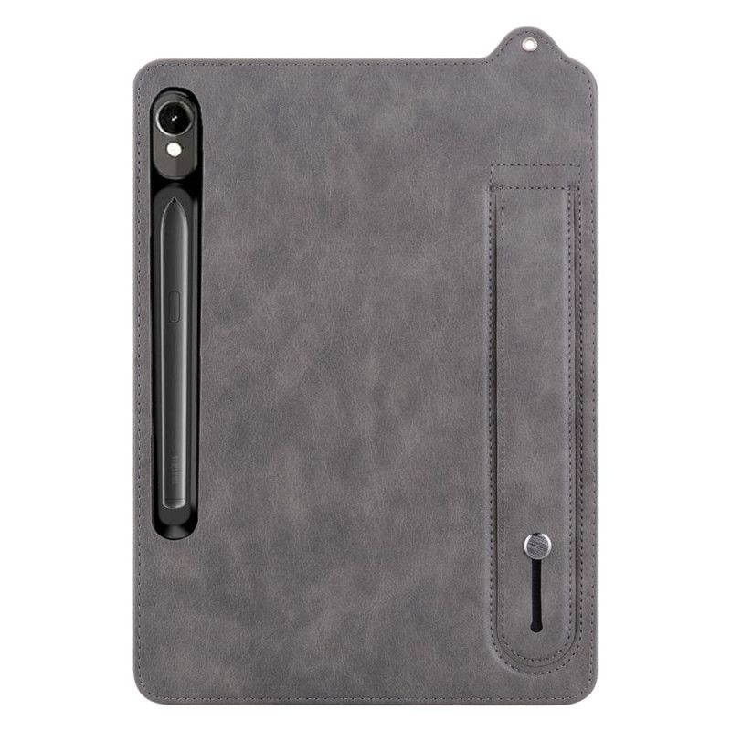 Coque Samsung Galaxy Tab S10 FE / S9 / S9 FE Effet Cuir avec Sangle
