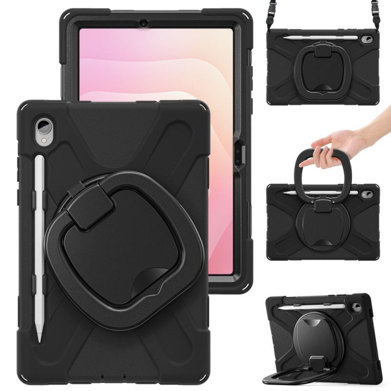 Coque Samsung Galaxy Tab S11 Triple Protection avec Bandoulière et Anneau-Support