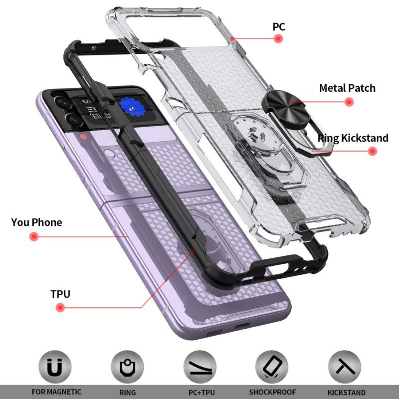 Coque Samsung Galaxy Z Flip 3 5G Anneau-support Rebords Renforcés