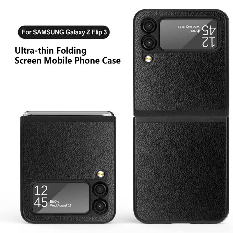 Coque Samsung Galaxy Z Flip 3 5G Style Cuir Litchi 2 Pièces