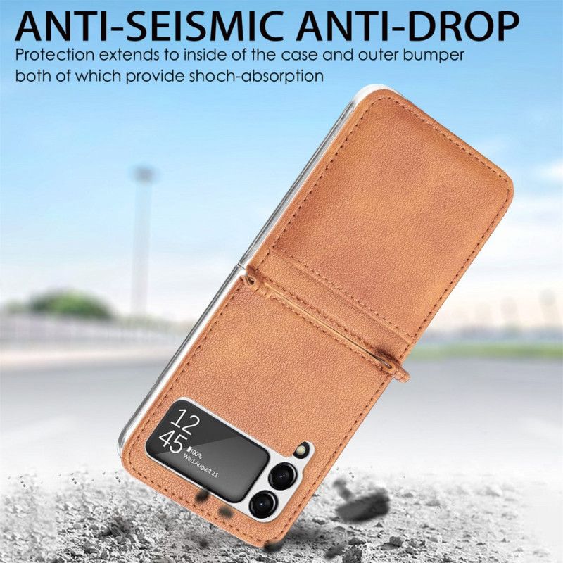 Coque Samsung Galaxy Z Flip 3 5G Texture Cuir Porte Carte