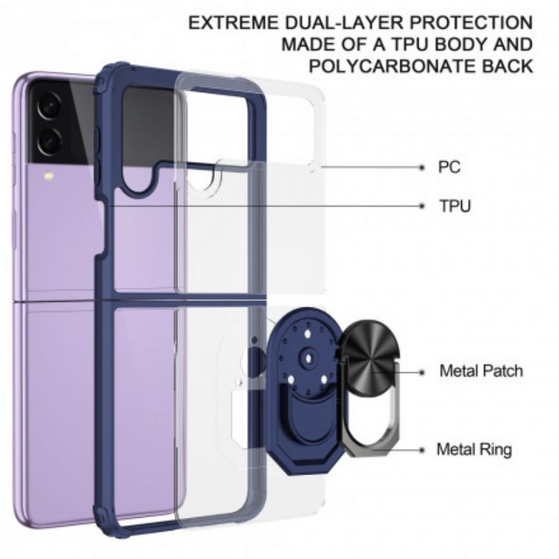 Coque Samsung Galaxy Z Flip 3 5G Transparente Anneau Métal