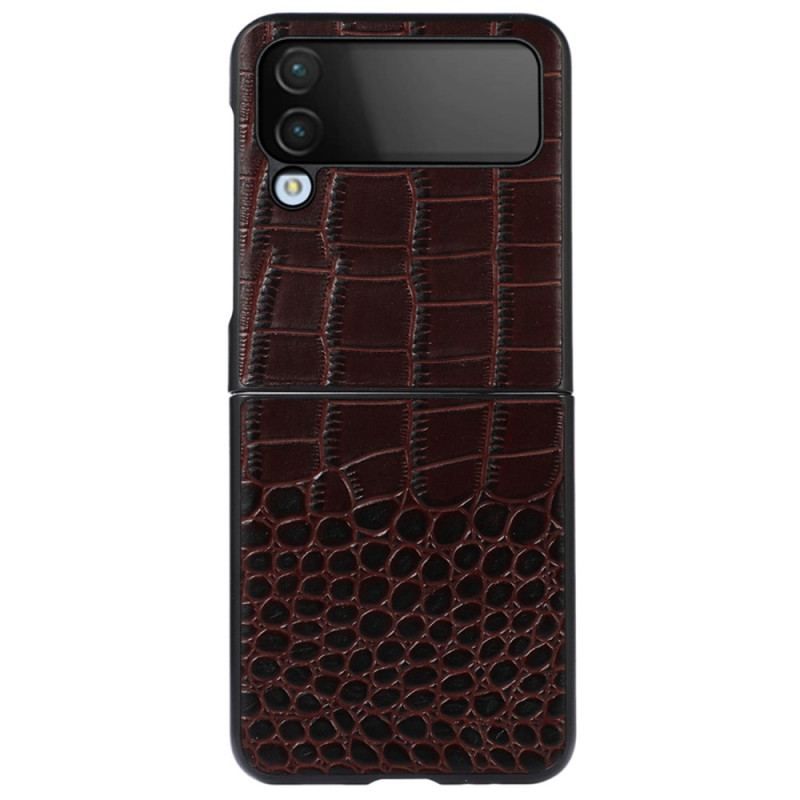 Coque Samsung Galaxy Z Flip 4 Cuir Véritable Effet Crocodile