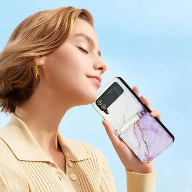 Coque Samsung Galaxy Z Flip 4 Effet Cuir Marbre