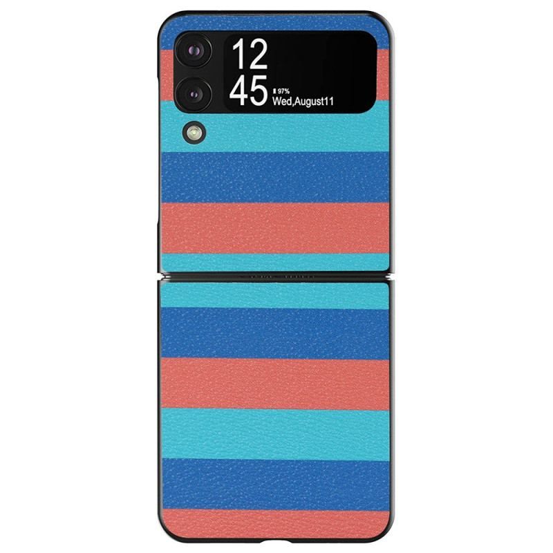 Coque Samsung Galaxy Z Flip 4 Simili Cuir Lignes