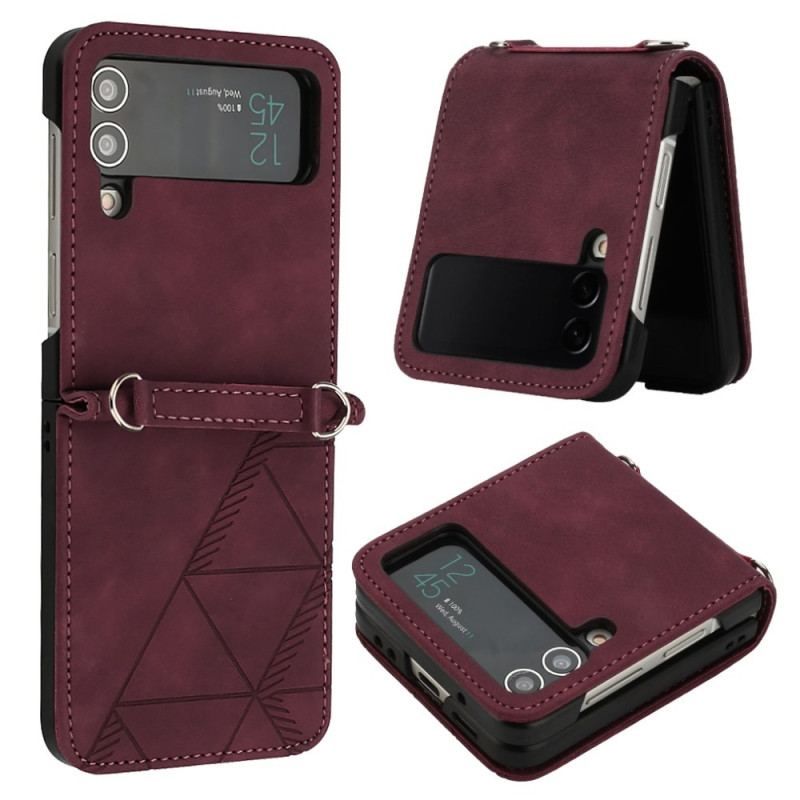 Coque Samsung Galaxy Z Flip 4 Simili Cuir Triangles