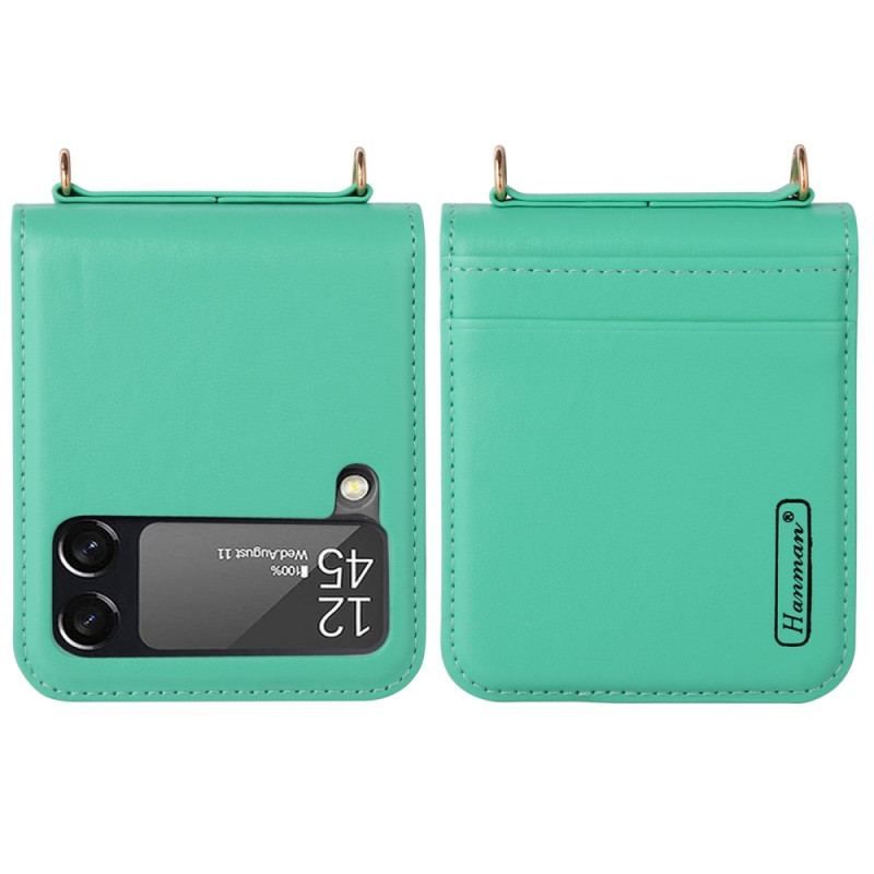 Coque Samsung Galaxy Z Flip 4 Style Cuir avec Lanière