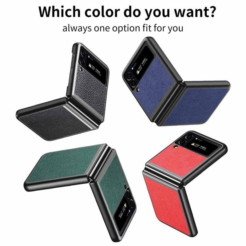 Coque Samsung Galaxy Z Flip 4 Véritable Cuir Litchi Color