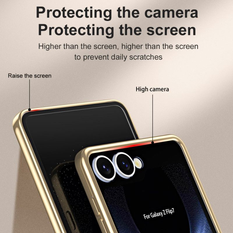 Coque Samsung Galaxy Z Flip 7 5G Rebord Métallisé avec Protecteur Écran