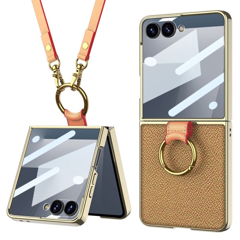 Coque Samsung Galaxy Z Flip 7 Anneau-Support et Bandoulière Détachable