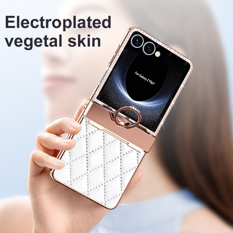 Coque Samsung Galaxy Z Flip 7 Anneau-Support et Décoration Strass