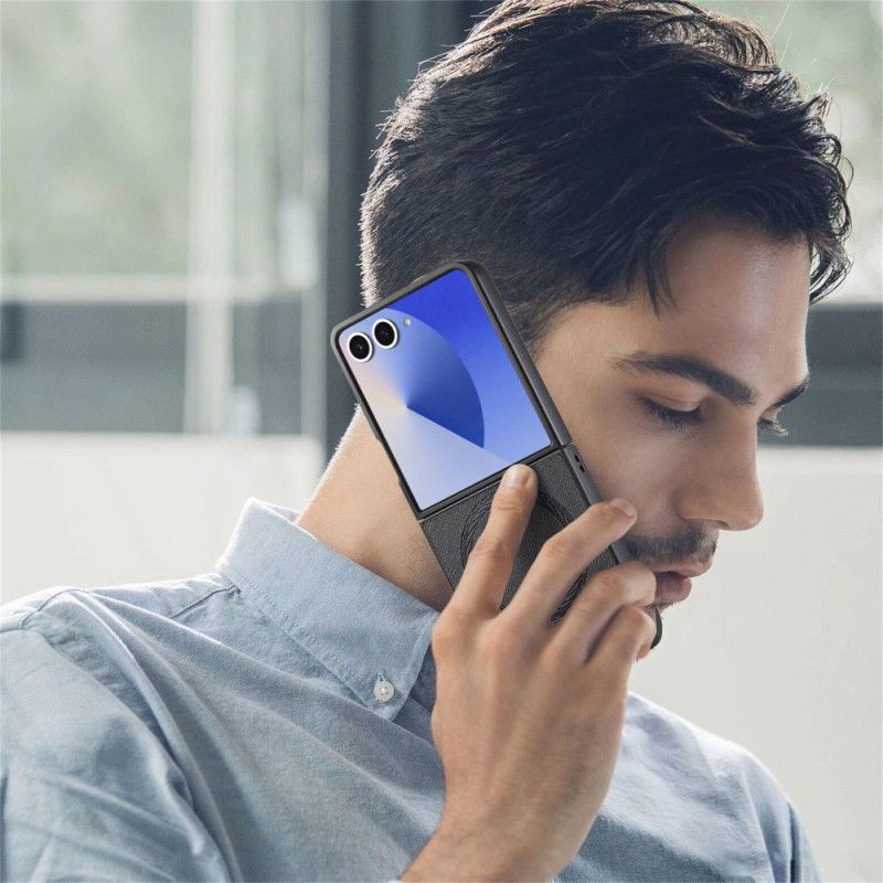 Coque Samsung Galaxy Z Flip 7 Compatible MagSafe Cuir Texture Jeans