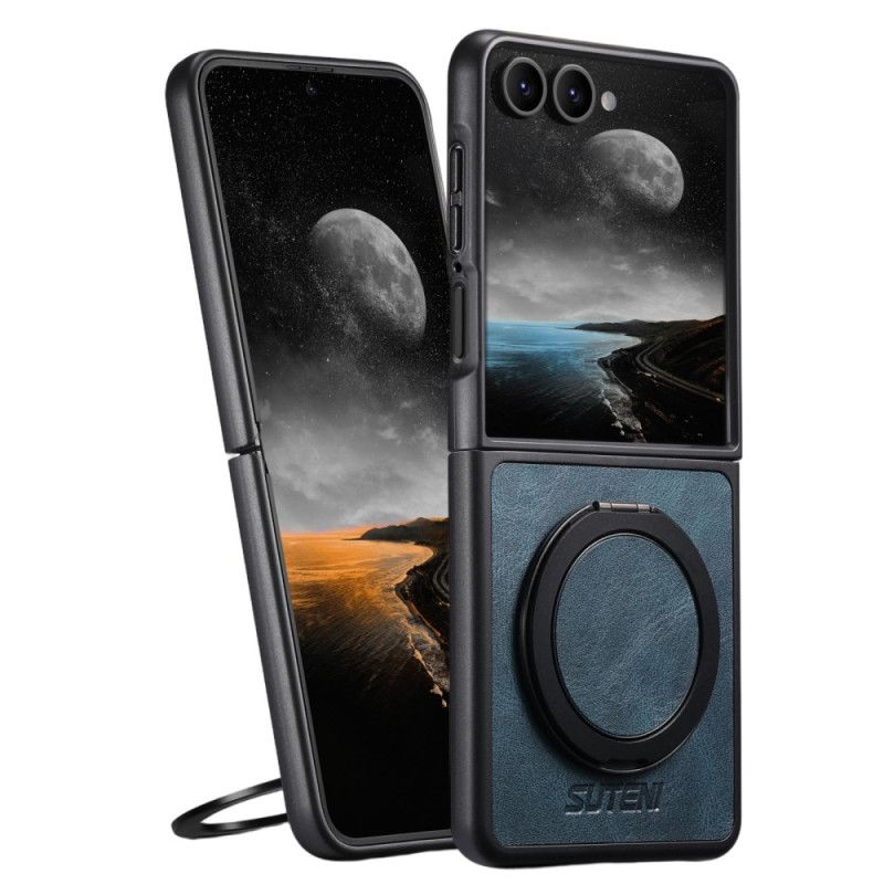 Coque Samsung Galaxy Z Flip 7 Compatible MagSafe Effet Cuir Anneau-Support SUTENI