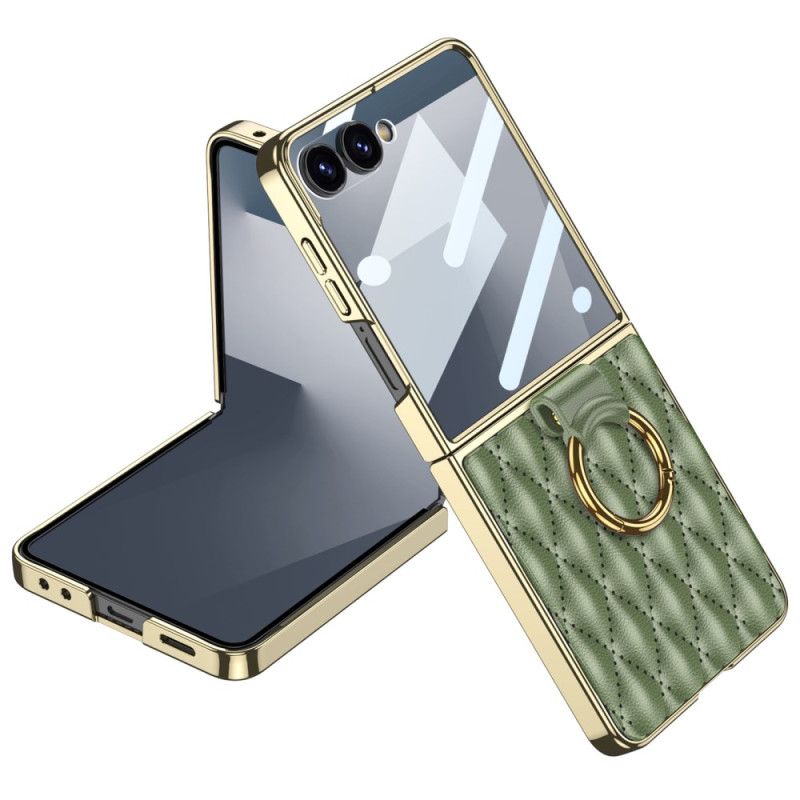 Coque Samsung Galaxy Z Flip 7 Design Matelassé avec Anneau-Support