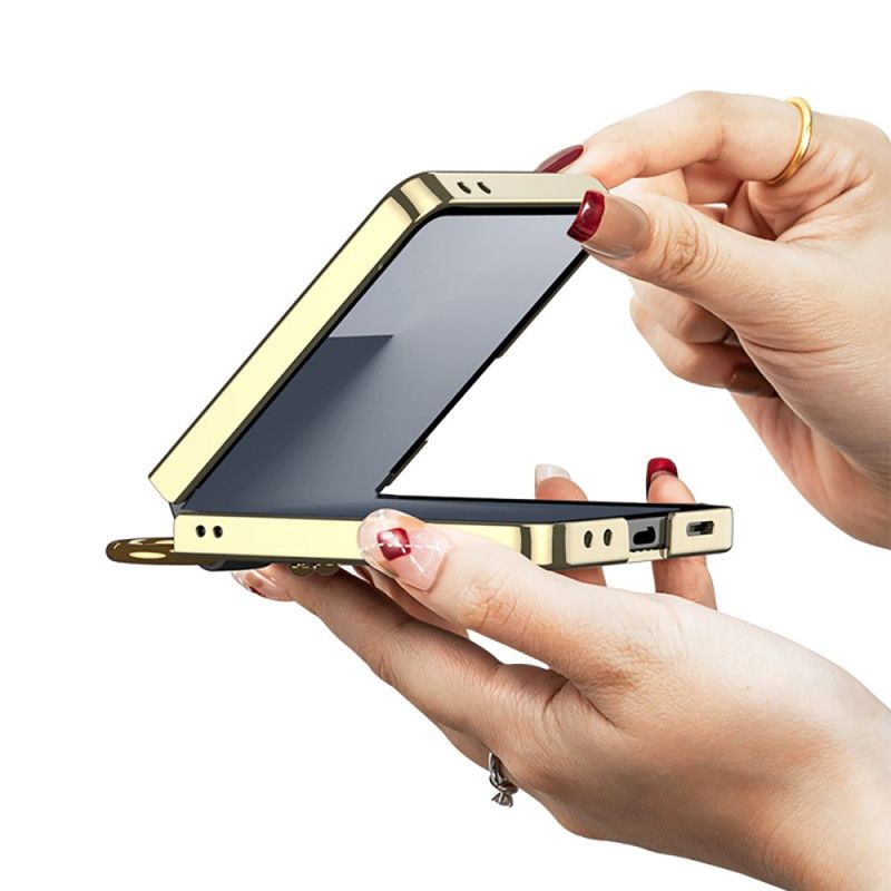 Coque Samsung Galaxy Z Flip 7 Design Matelassé avec Anneau-Support