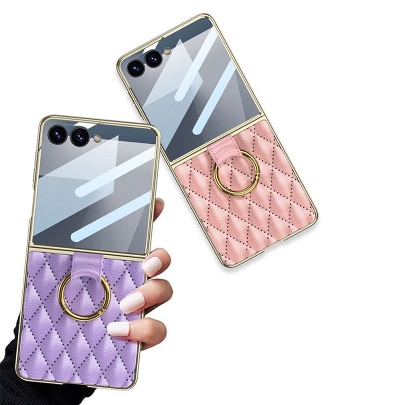Coque Samsung Galaxy Z Flip 7 Design Matelassé avec Anneau-Support
