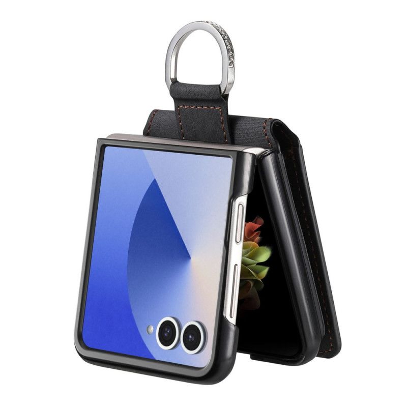 Coque Samsung Galaxy Z Flip 7 Effet Vintage Porte-Cartes et Support