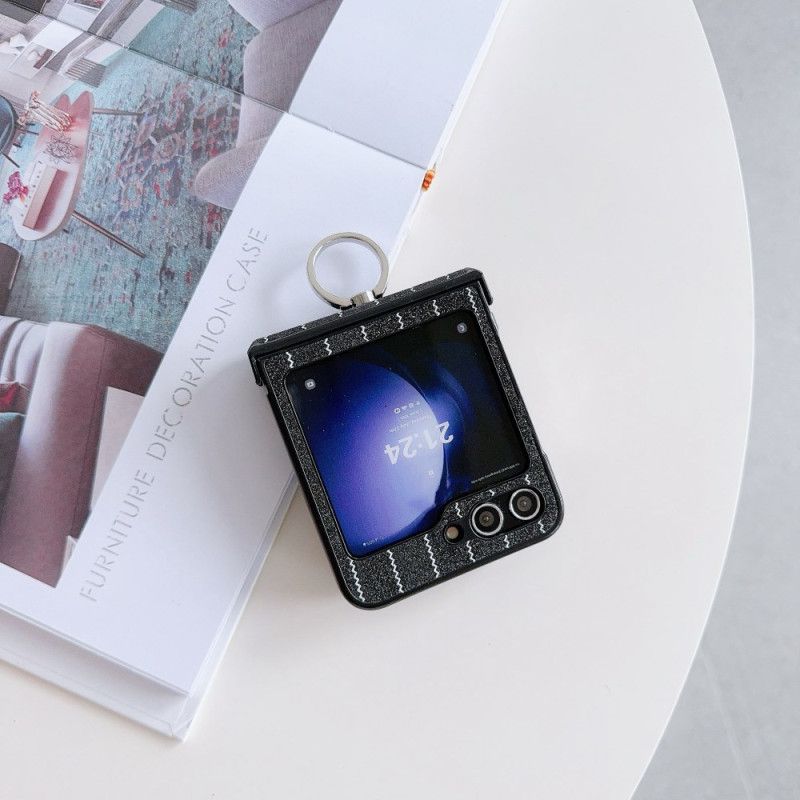 Coque Samsung Galaxy Z Flip 7 FE / Z Flip 6 Anneau Design Rayures