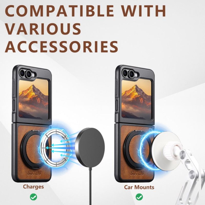 Coque Samsung Galaxy Z Flip 7 FE / Z Flip 6 Compatible MagSafe avec Anneau-Support SUTENI