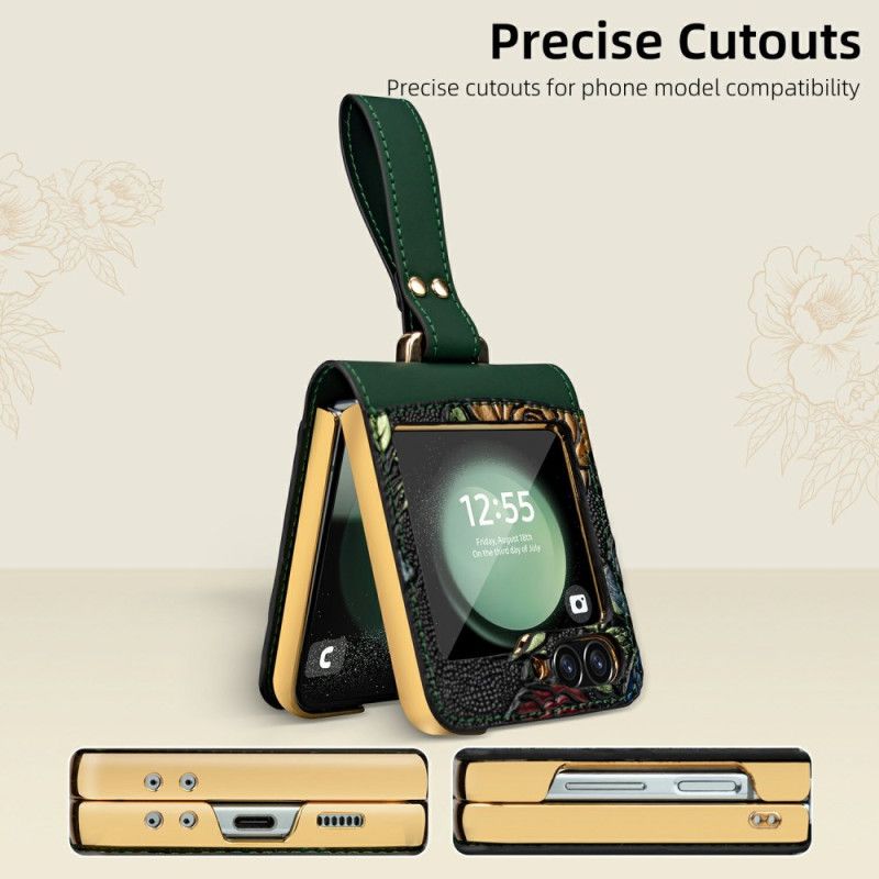 Coque Samsung Galaxy Z Flip 7 FE / Z Flip 6 Design Floral à Bandoulière