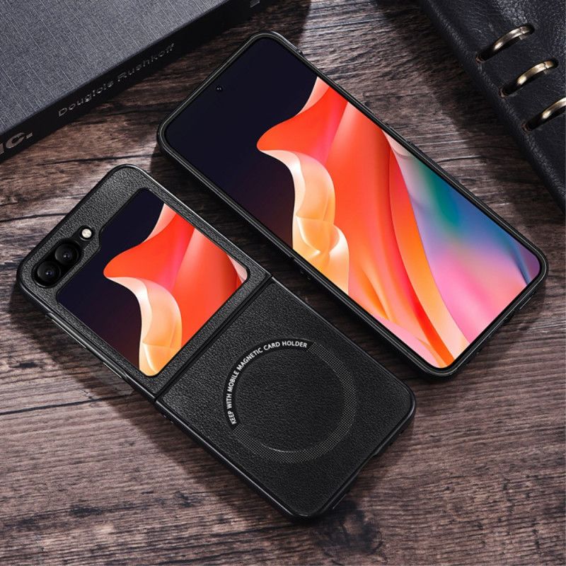 Coque Samsung Galaxy Z Flip 7 FE / Z Flip 6 Effet Cuir Compatible MagSafe