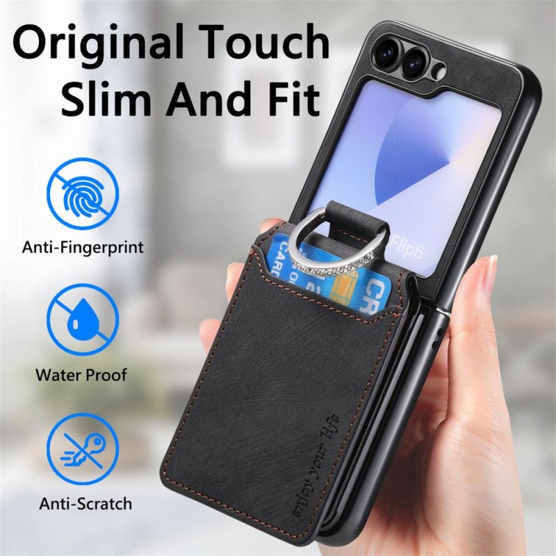 Coque Samsung Galaxy Z Flip 7 FE / Z Flip 6 Effet Daim avec Porte-Cartes