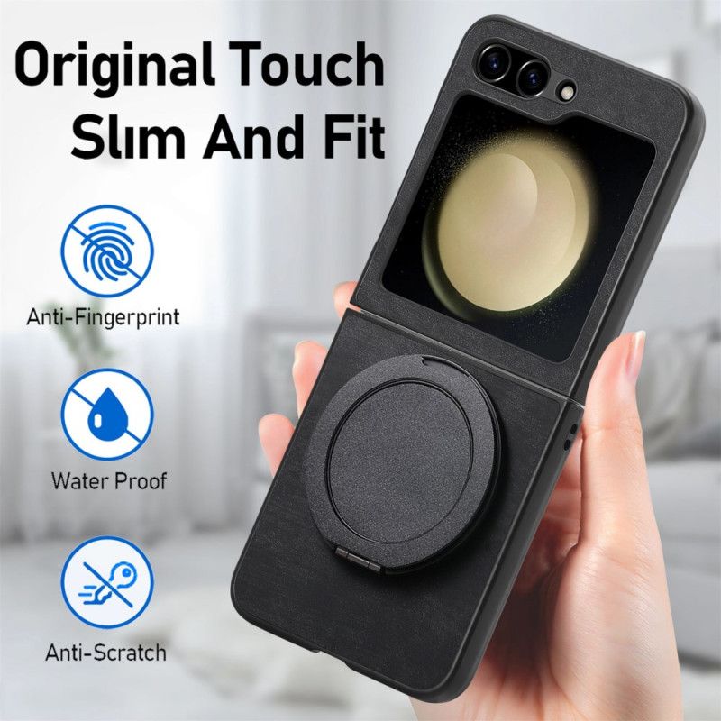 Coque Samsung Galaxy Z Flip 7 FE / Z Flip 6 Effet Daim avec Support Rotatif