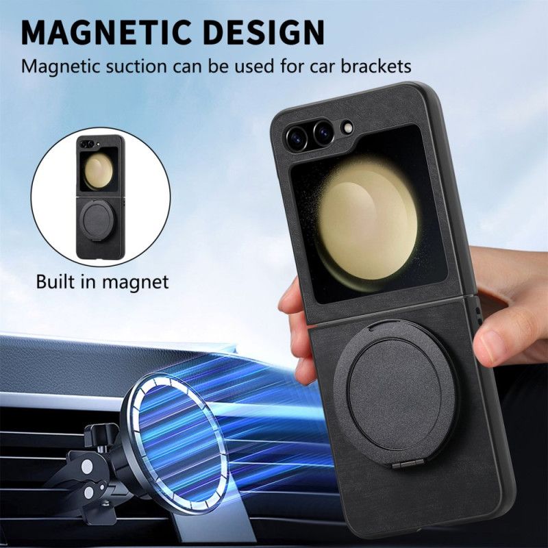 Coque Samsung Galaxy Z Flip 7 FE / Z Flip 6 Effet Daim avec Support Rotatif