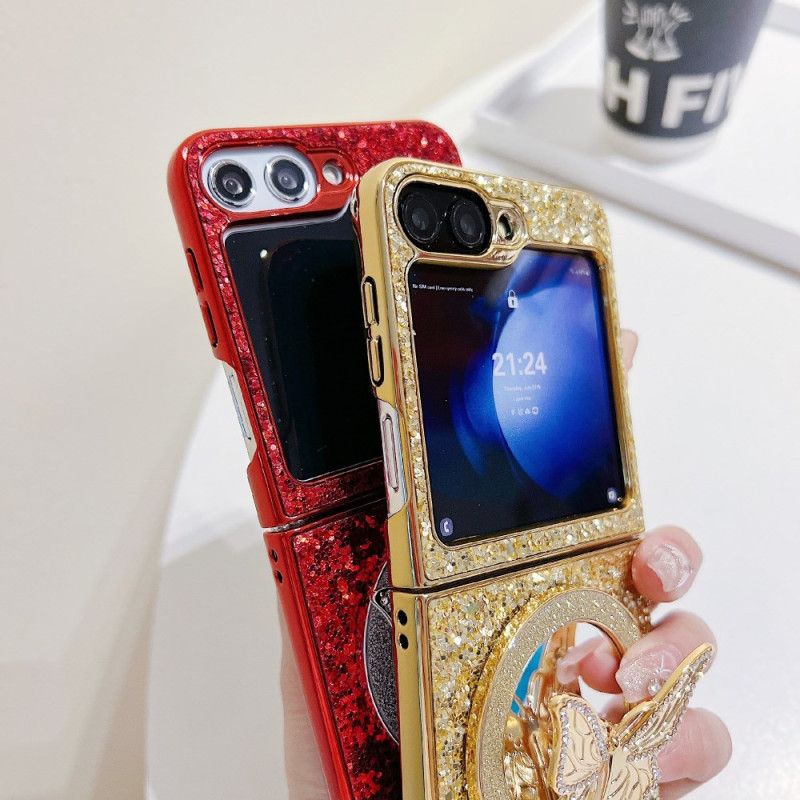 Coque Samsung Galaxy Z Flip 7 FE / Z Flip 6 Papillon-Support Strass