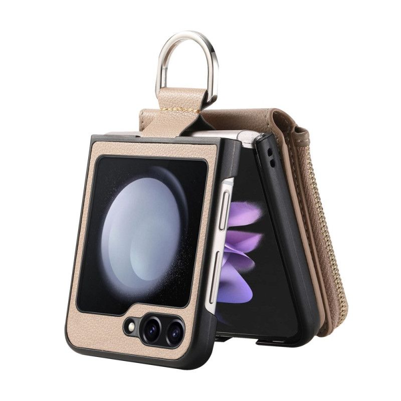 Coque Samsung Galaxy Z Flip 7 FE / Z Flip 6 Poche Zippée et Anneau de Support