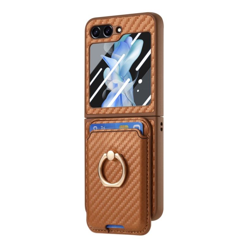 Coque Samsung Galaxy Z Flip 7 FE / Z Flip 6 Porte-Cartes Fibre Carbone