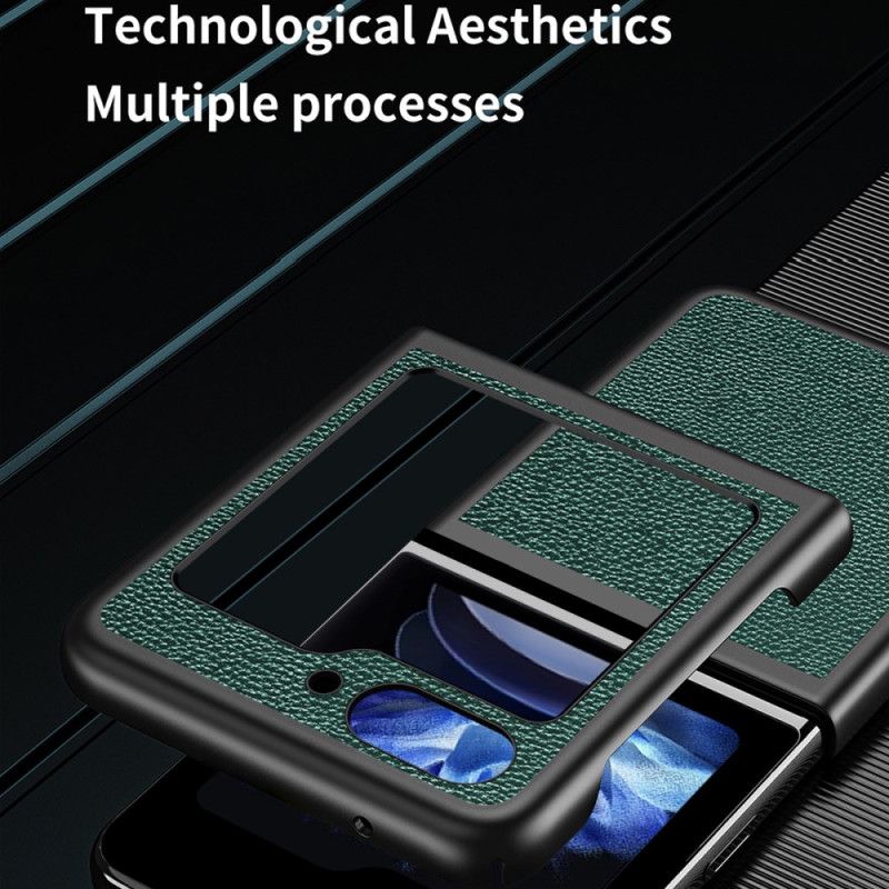 Coque Samsung Galaxy Z Flip 7 FE / Z Flip 6 Simili Cuir Litchi