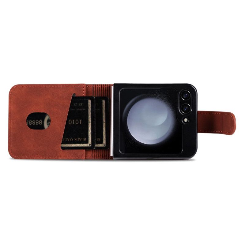 Coque Samsung Galaxy Z Flip 7 FE / Z Flip 6 Simili Cuir Porte-Cartes AZNS