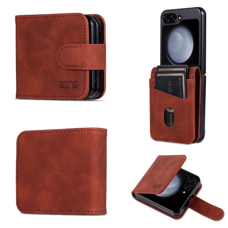 Coque Samsung Galaxy Z Flip 7 FE / Z Flip 6 Simili Cuir Porte-Cartes AZNS
