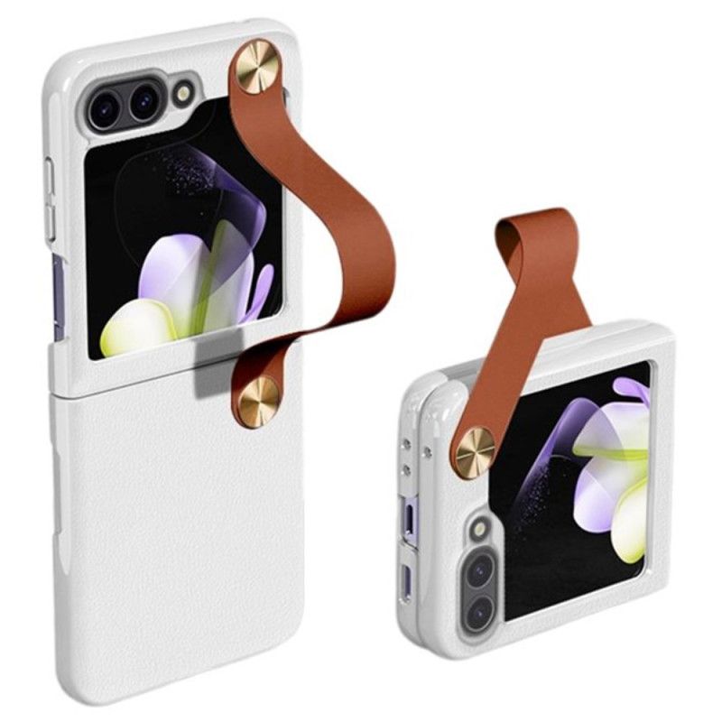 Coque Samsung Galaxy Z Flip 7 FE / Z Flip 6 Ultra-Mince Sangle en Cuir GKK