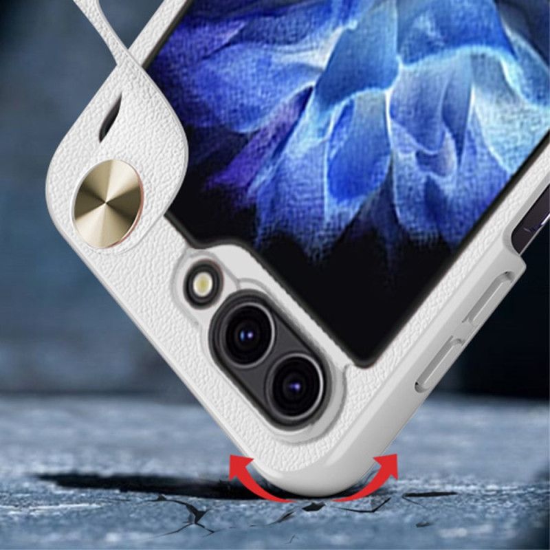 Coque Samsung Galaxy Z Flip 7 FE / Z Flip 6 Ultra-Mince Sangle en Cuir GKK