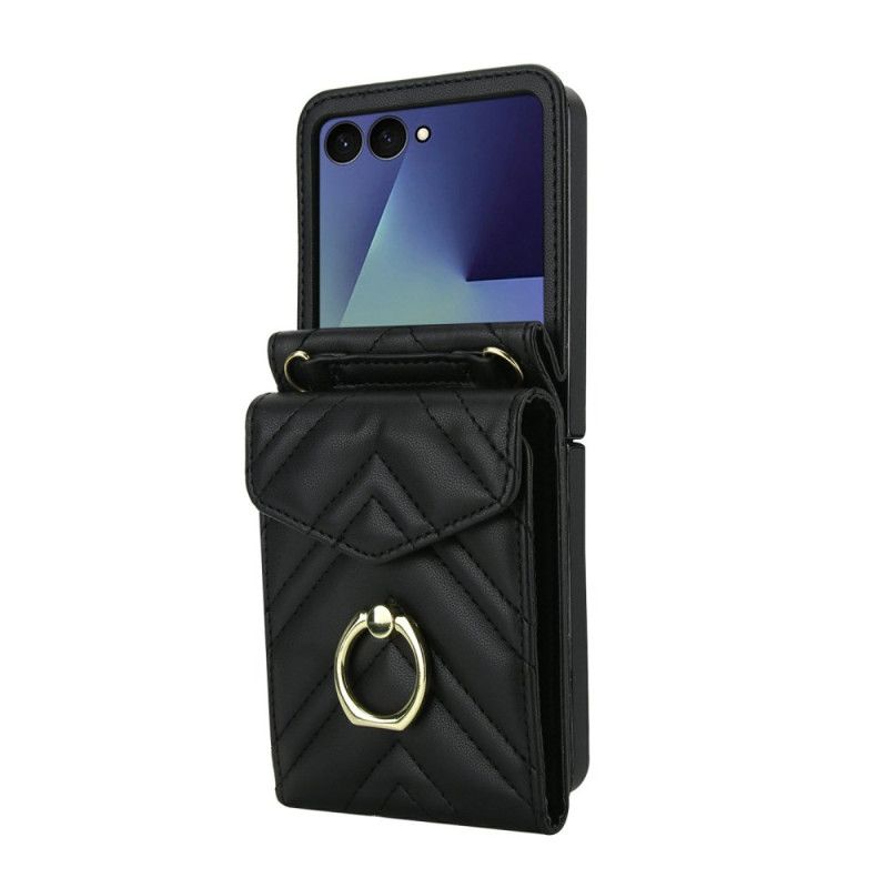 Coque Samsung Galaxy Z Flip 7 Porte-Cartes RFID et Bandoulière