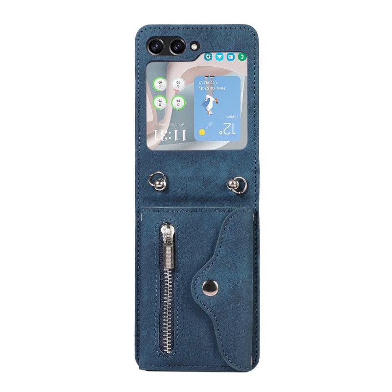 Coque Samsung Galaxy Z Flip 7 Portefeuille avec Lanière et Bandoulière