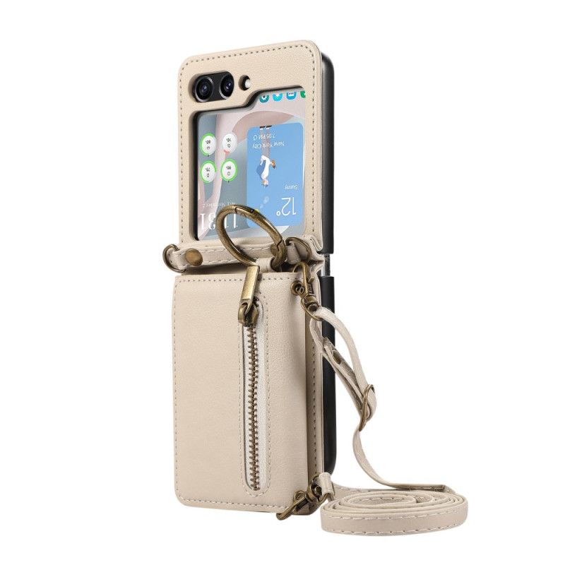 Coque Samsung Galaxy Z Flip 7 Portefeuille et Bandoulière