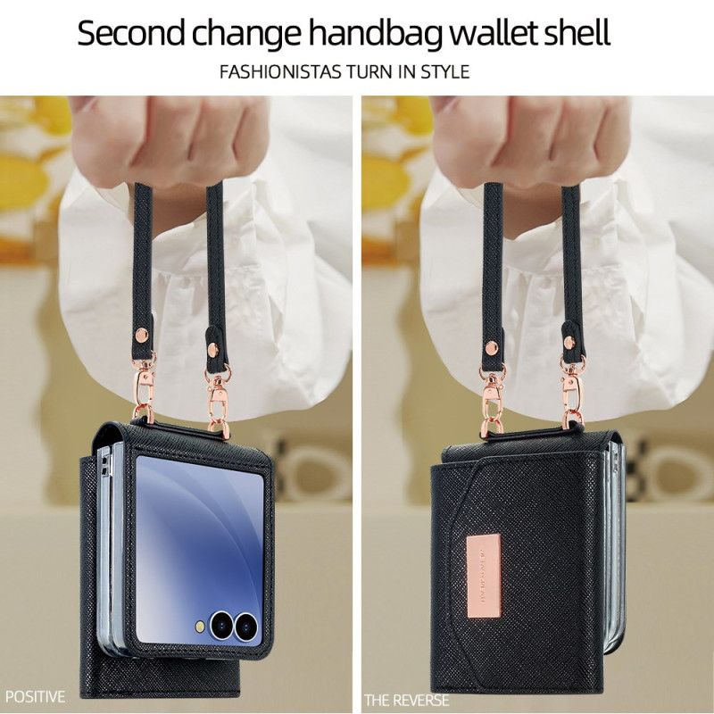Coque Samsung Galaxy Z Flip 7 Portefeuille et Sangle