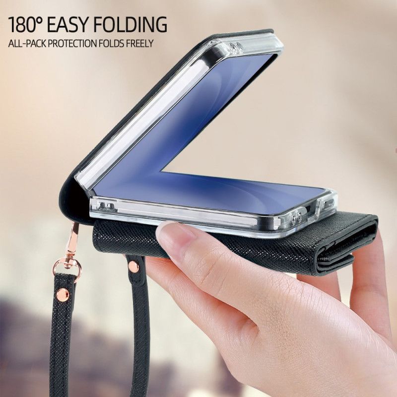 Coque Samsung Galaxy Z Flip 7 Portefeuille et Sangle