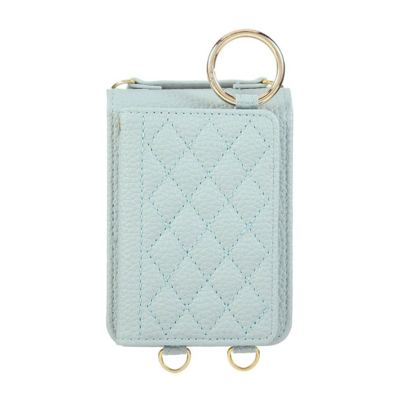 Coque Samsung Galaxy Z Flip 7 Portefeuille Matelassé avec Bandoulière